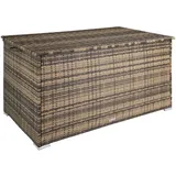 Tectake tectake® Auflagenbox, mit Aluminiumgestell und Rattangeflecht, komfortable Hubautomatik, 145 x 82,5 x 79,5 cm