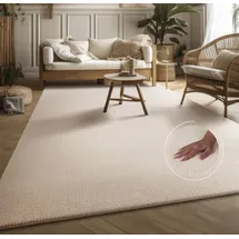 MY HOME Teppich MY HOME "Ciney, LAGERRÄUMUNG" Gr. 1, beige, B:60cm H:16mm L:100cm, Polyester, Teppiche, Teppich, Kurzflor, Hoch-Tief Effekt, Uni Farben, Scandi Design, besonders weich
