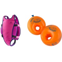 Aqua Sphere Unisex Jugend Swim Vest Schwimmweste, Pink, L & Flipper Swimsafe 1010 - Schwimmflügel für Babys ab 12 Monaten, sichere Schwimmhilfe mit unzerbrechlichem PE-Schaumkern zum Schwimmen Lernen