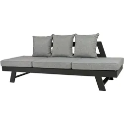 Garten Sitz Gruppe Sofa Garnitur Polyester Aluminium Couch Metall schwarz grau