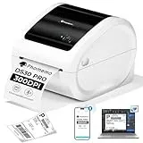 Phomemo Ethernet Thermodrucker Bluetooth DHL, Versandetiketten Drucker 4x6, Label Printer für Barcode, Kompatibel mit Amazon, Vinted, Shopify, UPS, FedEx etc, Weiß