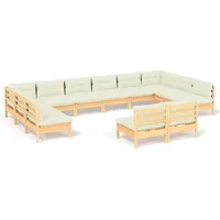 vidaXL Garten-Lounge-Set 12-tlg. creme Kiefer