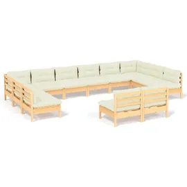 vidaXL Garten-Lounge-Set 12-tlg. creme Kiefer