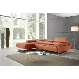Egoitaliano "Malika, edel und bequem, Designsofa mit hochwertigen Bezügen, L-Form", rot (brick), B:287cm H:94cm T:165cm, Leder »BULL« (echtes Rindsleder). Geschliffenes, pigmentiertes und behandeltes Rindsleder mit einer Dicke von 1, 3-1, 5 mm.