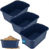 KOTARBAU® 3er Set Mörtelkübel eckig 45 L Dunkelblau Kunststoff Mörtelwanne Mörtelkasten Speißkübel Baukübel Baueimer Mörteleimer Speisfass eckig Maurerkübel Pflanzwanne