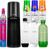 Wassersprudler SodaStream Terra Black + 3 Flaschen, Schwarz/Weiß/Grün,1L +Sirupe