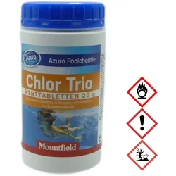 Azuro Pool Chlor Tabletten Tabs Desinfektion Trio Multifunktion (20g) - 0,9kg
