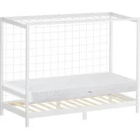 ML-Design Kinderbett Fußballtor 90x200 cm mit Matratze H:16cm Weiß