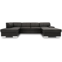 DOMO. Collection Star Wohnlandschaft, U-Form, Polstergarnitur, Sofa, Couch 150 x 304 x 150 cm in Kunstleder schwarz
