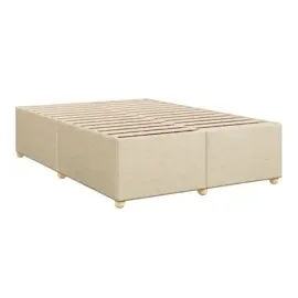 vidaXL Boxspringbett mit Matratze Creme 140x190 cm Stoff