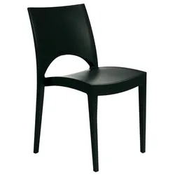 Anthrazitfarbener Stuhl Paris aus hochwertigem Polypropylen, stapelbar. Marke Grandsoleil. 58x51x80