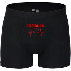 multifanshop Herren Boxer Short - Freiburg - Herzschlag - Druck rot - Unterwäsche
