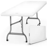 tillvex Gartentisch 180x75cm Weiß klappbar Kunststoff Buffettisch mit Tragegriff Klapptisch für Garten Terrasse und Balkon Campingtisch 6 Personen - Tillvex