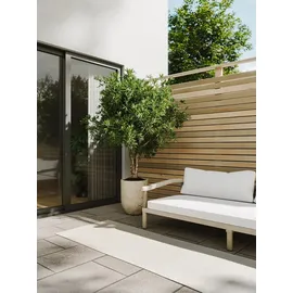 benuta Basic In- & Outdoor Teppich Lou - Weiß 80x300 cm - Wetterfest & UV-beständig - Multifunktional für Balkon, Terrasse, Garten - Küchenteppich & Wohnzimmerteppich - Pflegeleicht Robust