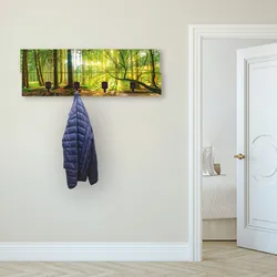 Garderobenleiste ARTLAND "Wald mit Bach", grün, B:90cm H:30cm T:2,8cm, MDF, Garderobenhalter, teilmontiert