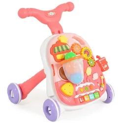 Moni Lauflernwagen 2 in 1 Korb, Musikfunktion, Spieltisch, Bälle, Spielcenter rosa