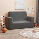 vidaXL Kindersofa 2-Sitzer Anthrazit Weich Plüsch