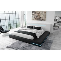 Wasserbett Luxus Komplettbett Set Bett Dualsystem Schwarz Weiß RIMINI Kunstleder