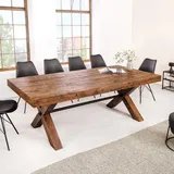 riess-ambiente Industrial Esstisch GOLIATH 210cm natur Pinienholz X- Gestell schwarz Metall Esszimmertische Konferenztisch