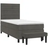 vidaXL Boxspringbett mit Matratze Dunkelgrau 90x200 cm Samt1537022