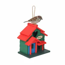 Relaxdays Deko Vogelhaus, Landhausstil, Holz, zum Aufhängen, HBT: 21 x 20 x 13,5 cm, Vogelvilla für Garten, Mehrfarbig