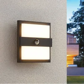 LUCANDE LED Wandleuchte Außen Gylfi mit Bewegungsmelder (spritzwassergeschützt Modern in Schwarz aus Aluminium (1 flammig,) -