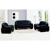 JVmoebel Sofa Klassische Set Garnitur 3+2 Sitzer Ledersofa Sofa Couch Polster Sitz Garnituren schwarz