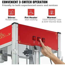 Vevor Popcornmaschine Popcornautomat Popcorngerät 1440 W Popcornmaschine, 12-oz-Kessel für 80 Tassen pro Ladung, Popcornmaschine für die Arbeits...