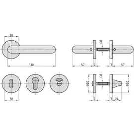 BASI Rosetten-Garnitur Edelstahl silberfarben