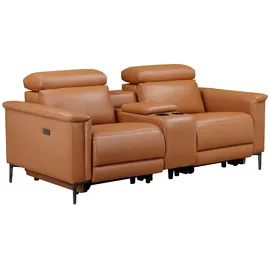 OTTO home 2-Sitzer OTTO HOME "LUND, Kinosofa, Relaxfunktion, TV-Sessel, manuell/elektrisch (USB-A)", braun (cognac), B:195cm H:97cm T:99cm, Kunstleder 100% Polyurethan, Sofas, Kopfteilverstellung, Getränkachhalter, u. Staufach