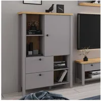 Homestyle4u Highboard Kommode mit Schubladen Sideboard Grau Schrank Holz