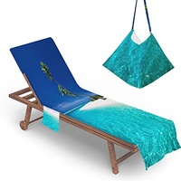 Morbuy Liegestuhl Handtuch mit Taschen, Kokosnussbaum Drucken Strandtuch für Liegen Strandliegen Handtuch Handtücher für Strandliegen Mikrofaser Leicht Strandtuch mit Kapuze (Ozean)