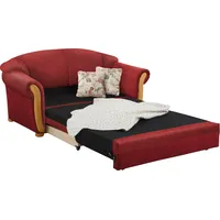2-Sitzer HOME AFFAIRE "Milano, Schlafsofa im Landhaus-Stil, bequem, Liegefläche 188/124cm", rot, B:174cm H:87cm T:88cm, Chenille (70% Polyacryl, 30% Polyester) auf Korpus und Zierkissen, Sitz und Rücken im Blumenmuster »Paradise« (100% Polyester), Sofas, mit Bettfunktion