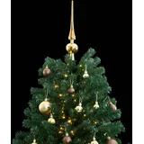 vidaXL Künstlicher Weihnachtsbaum Klappbar 300 LEDs & Kugeln 240 cm - Grün