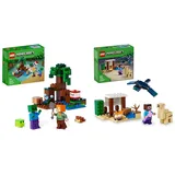 LEGO Minecraft Das Sumpfabenteuer Set, Spielzeug mit Figuren & Minecraft Steves Wüstenexpedition, Set zum Videospiel für Jungs und Mädchen