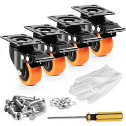 VEVOR Möbelrollen 4er-Set Lenkrollen PVC φ50,8mm Laufrollen 272kg Tragfähigkeit Transportrollen mit Doppelkugellagern Kastenrollen 360° Drehbar Schwerlastrollen für Häusern Büros Studios Fabriken