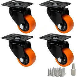 PRIOstahl Orangene Transportrollen Möbelrollen 40mm 4 x Lenkrollen inklusive Befestigungsmaterial