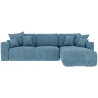 Carryhome Ecksofa, Blau, Textil, 3-Sitzer, Ottomane rechts, L-Form, 293x195 cm, Stoffauswahl, Liegefunktion, seitenverkehrt erhältlich, Rücken echt, Wohnzimmer, Sofas & Couches, Wohnlandschaften, Ecksofas