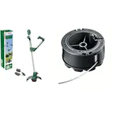 Bosch Akku Rasentrimmer UniversalGrassCut 18V-260 (1xAkku 2,0Ah, 18 Volt System, Schnittkreisdurchmesser: 26 cm, verstellbare Handgriffe) & Bosch Fadenspule UniversalGrassCut (Länge: 6m, Dicke: 1.6mm)