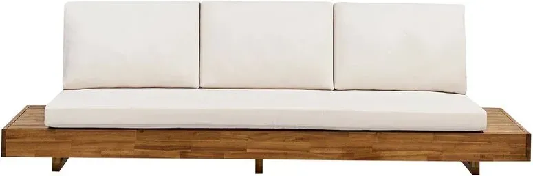 Beliani 3-Sitzer (230 cm breit) zertifiziertes Premium-Outdoor-Sofa MARETTIMO aus Akazienholz, mit allen Kissen inklusive, großes Sofa für Garten und Balkon, Sofa aus natürlichem Akazienholz