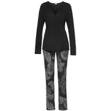 VIVANCE DREAMS Damen Pyjama schwarz-weiß-gemustert Gr.40/42