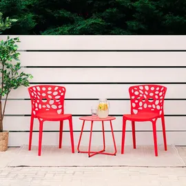 Homestyle4u Gartenstuhl Kunststoff rot 2er Set