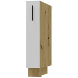 Feldmann-Wohnen Apothekerschrank Bonn (D15/kargo, 1 Türfront, innen 1 Korbauszug mit 2 Ablagen, 1-St., moderne Optik, MDF Fronten) Eiche Artisan / weiß matt weiß