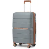 British Traveller Reisekoffer Handgepäck Koffer Trolleys Handgepäck Hartschalenkoffer 100% PP Handgepäck Koffer mit 8 Spinnerräder Rollkoffer 56 * 37 * 22cm Suitcase TSA-Schloss Grau