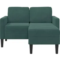 vidaXL 2-Sitzer-Sofa mit Chaiselongue L-Form Dunkelgrün 125 cm Samt