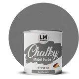 Chalky Möbelfarbe Kreidefarbe für Möbel 750 ml / 1,05 kg (Anthrazit), matt finish In- & Outdoor Kreide-Farbe für Shabby-Chic, Vintage Look, Landhaus Stil Möbel streichen