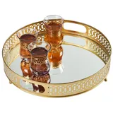 Marrakesch Orient & Mediterran Interior Spiegeltablett Serviertablett Deko Tablett Rund Nikita Gold