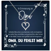 22Feels Schmuckset In Erinnerung An Oma Trauer Andenken Kondolenz Geschenk Halskette (inkl. Geschenktasche, Karte(n), Poliertuch, Beutel), Echt-Silber 925/000, Karte Made In Germany silberfarben