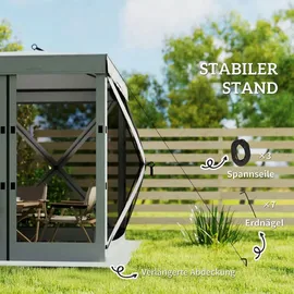 Outsunny Faltpavillon 1,85 x 1,85 m inkl. 4 Seitenteile Dunkelgrau
