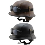 Motorrad Schutzhaube Kappe, Army Chopper, Moped, Mofa Helm, Leder Optik Schwarz, Gr.M Wehrmacht